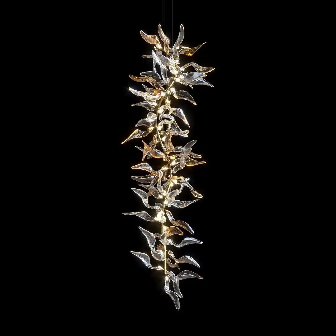 customized handmade glass chandelier interior decoration large art glass chandelier for hotel lobby restaurant stairs