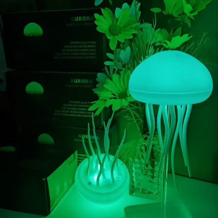 Jellyfish LED Night Light USB Bedroom Hangable Voice Control Rotatable Jellyfish LED Lamp