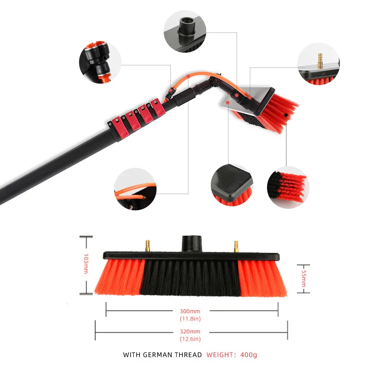 Multi-functional 11M Aluminum Telescopic rod machines extension Pole Long Handle for Window,Car,Shower Glass Door Cleaning