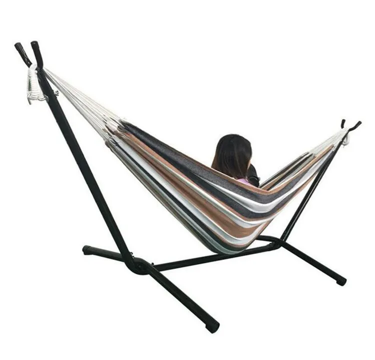 Outdoor Leisure Furniture Comfortable Garden Patio Camping Folding Steel Hammock Portable with Stand