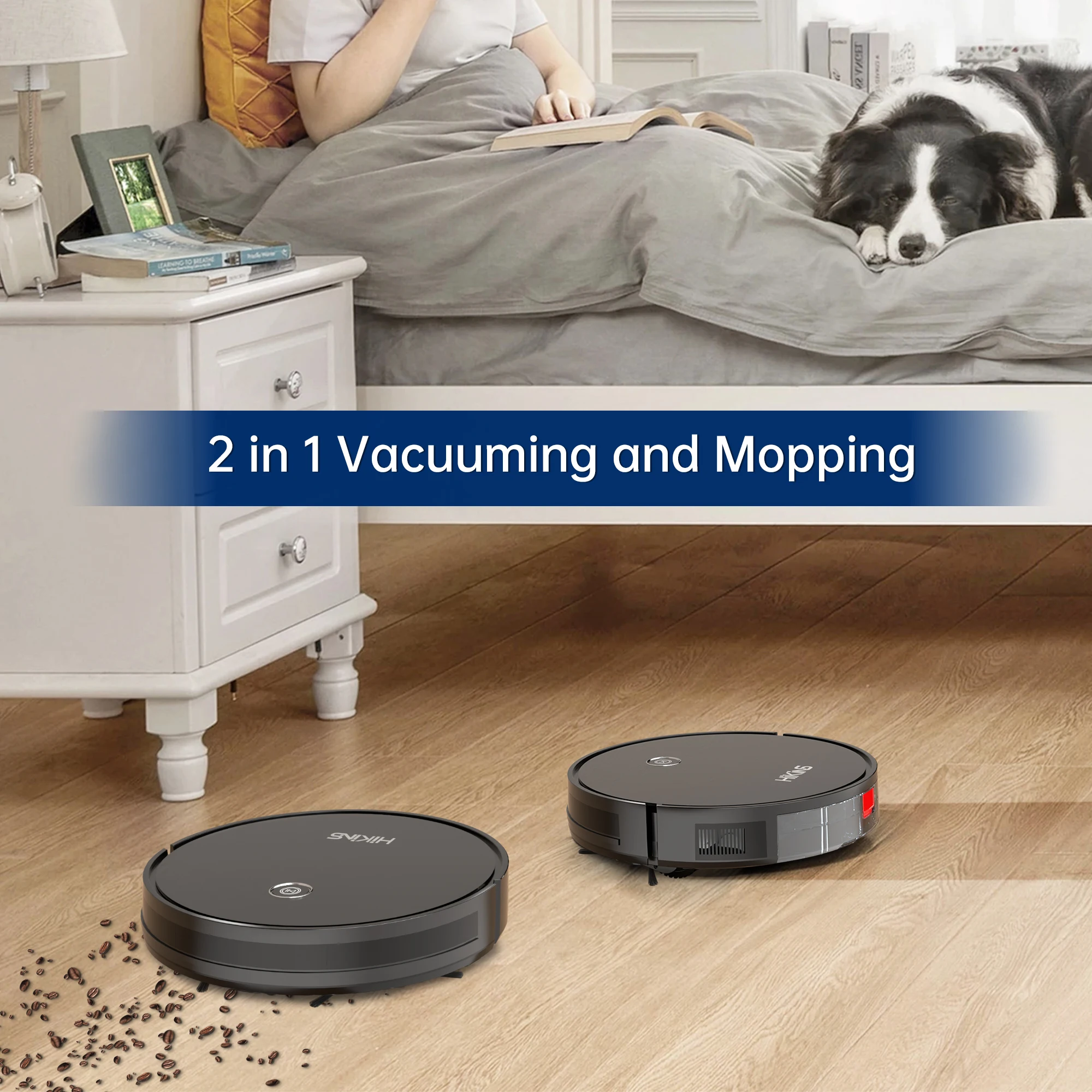 Hikins 888 Smart Wet and Dry China Electric Wet Mopping Guangzhou Robot Vacuum Cleaner with Wet Cleaning