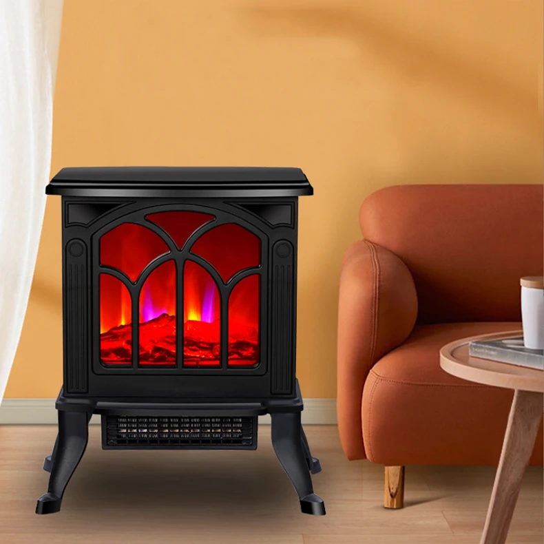 1500W Free Standing Electric Fireplace Stove Portable Fireplace Heater with Realistic Flame Effect