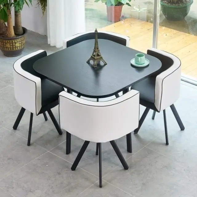 Manufacturer home furniture Square Nordic apartment household square space saving 4 seaters dining table set