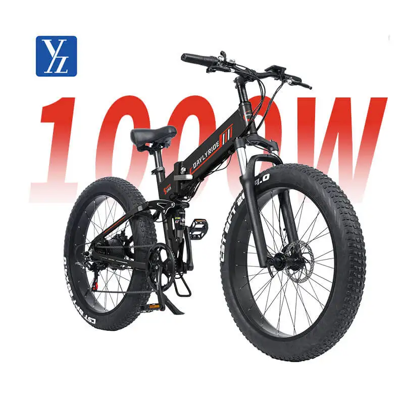 DAYLYRIDE Wolf electric folding bike 48v 15Ah velo electrique homm 26 inch fat tire ebike full suspension e bike foldable 1000w