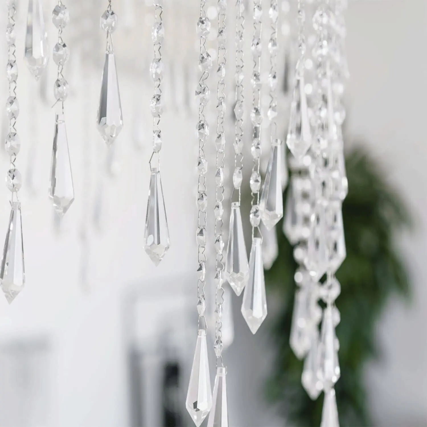 Chandelier crystal icicle Clear Hanging Crystals Centerpiece Chandelier Garland Icicle Prism Drop Pendant Bead Chain Strand