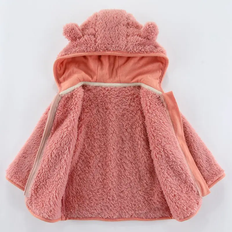 Baby Winter Clothes Polar Fleece Jacket Bear Ears Hat Cute Hooded Newborn Baby Top Warm Clothes for Kids Infant