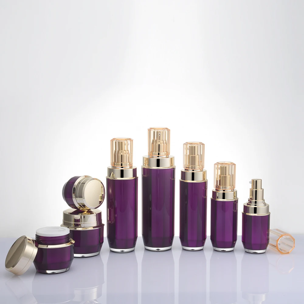 new design double wall UV coated gradual  plastic  serum lotion pump  bottle for skin care jar and acrylic lotion bottles