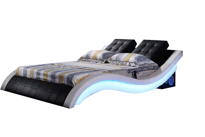 CBMmart Low height rexine bed Popular Modern led light beds circle round bed bedroom furniture