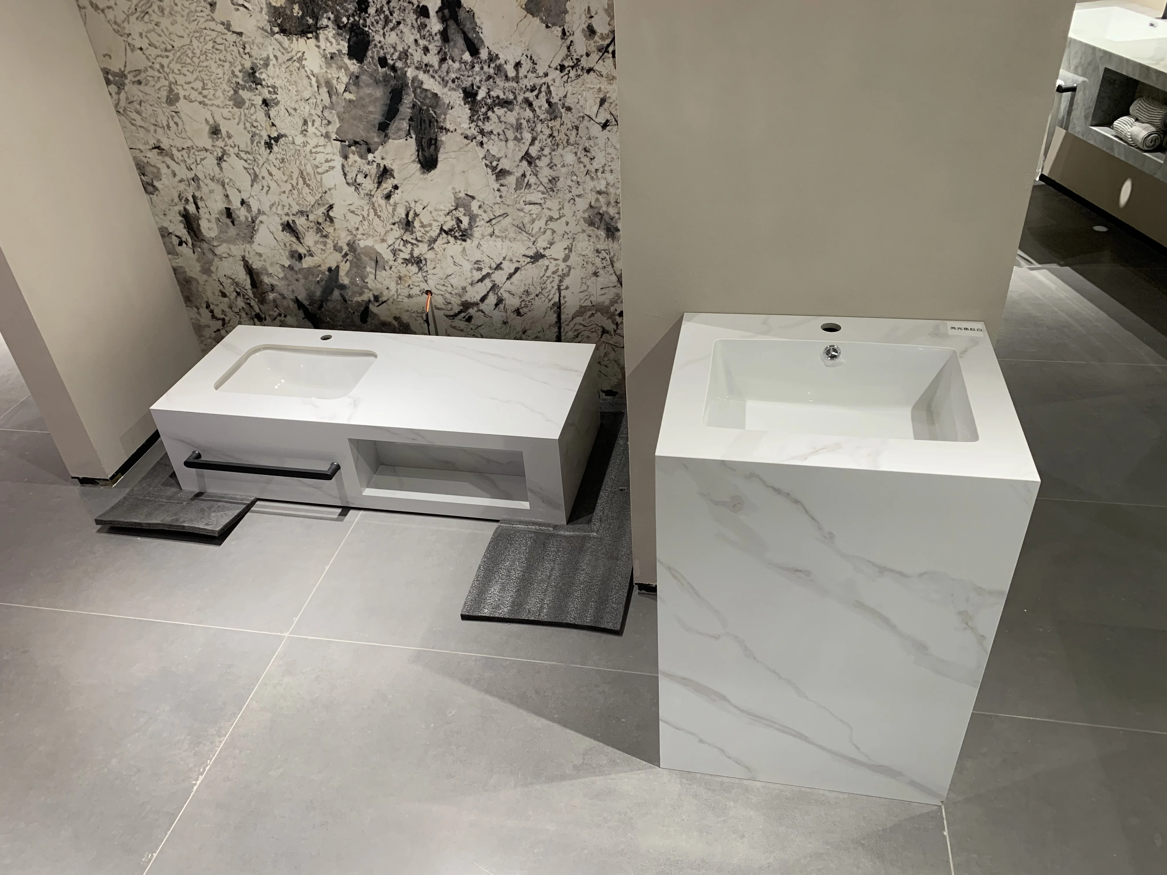 artificial marble big sintered stone slab cabinets bathroom sink for home decoration