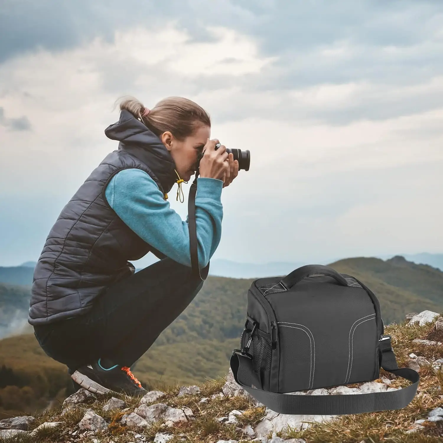 OEM Factory Water Resistant Camera Case Durable Travel Camera Shoulder Bag with Removable Dividers Lightweight Padded Camera Bag