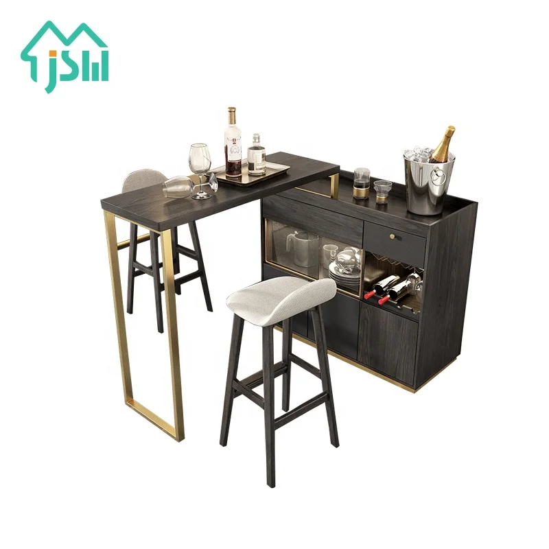 Luxury Style Storage Bar Table Stainless Steel Frame Black Home Living Room Furniture Bar Cabinet