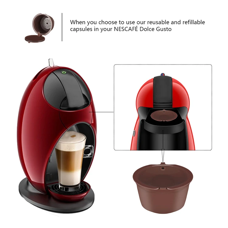  Coffee Machine Reusable Capsule Cup Filter for Nescafe i cafilas with Spoon Refillable Dolce Gusto