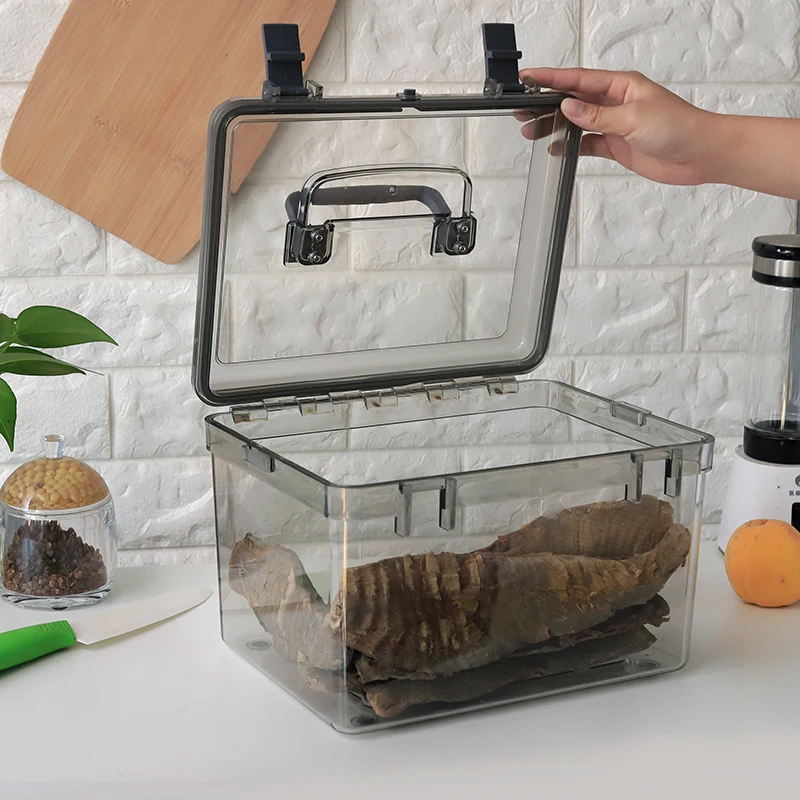 wholesale high quality Kitchen food plastic storage boxes bins clear Sealed storage tank containers with handle storage box