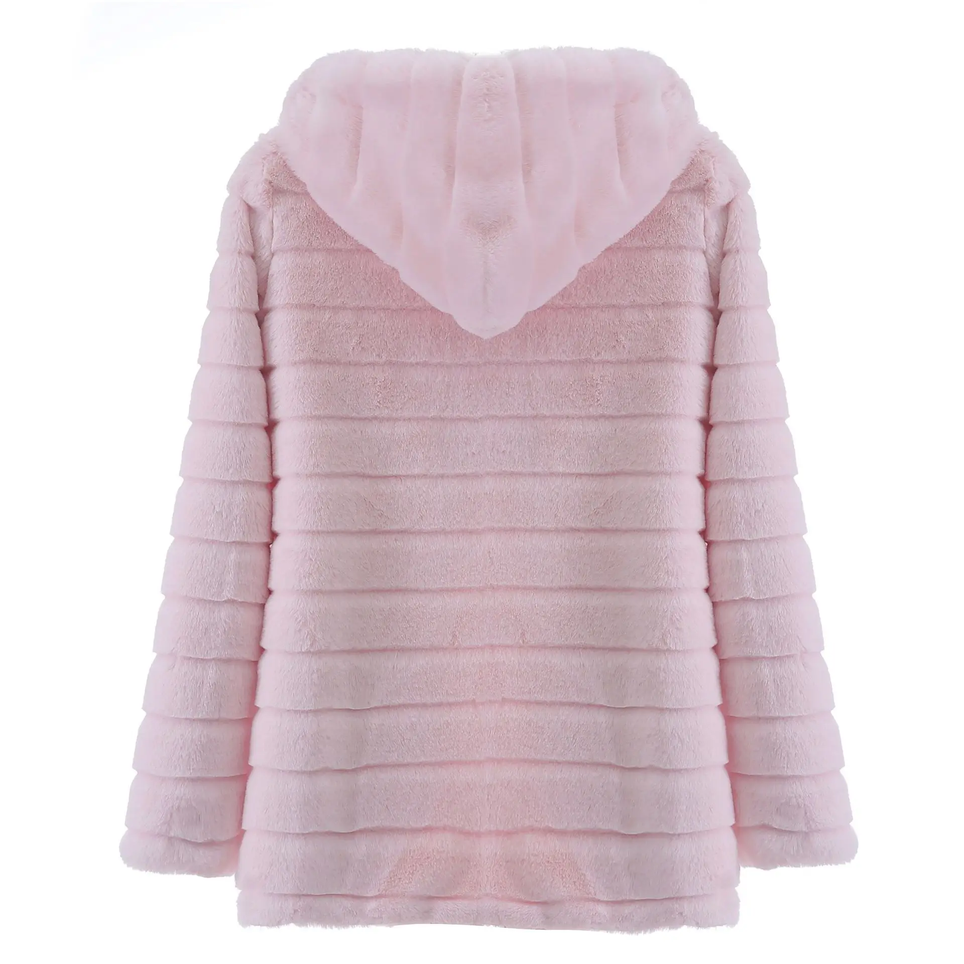 2021 Fashion design solid colors women ladies winter warm faux mink fur long coats with hooded