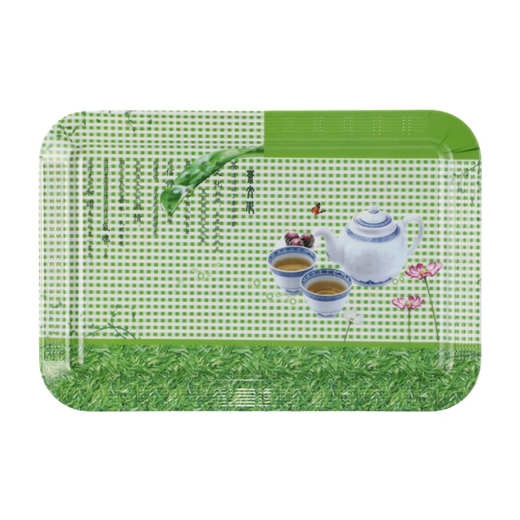 OEM&ODM Rectangle Shape Fast Food Wide Handle Melamine Food Serving Tray Cheap Plastic Trays