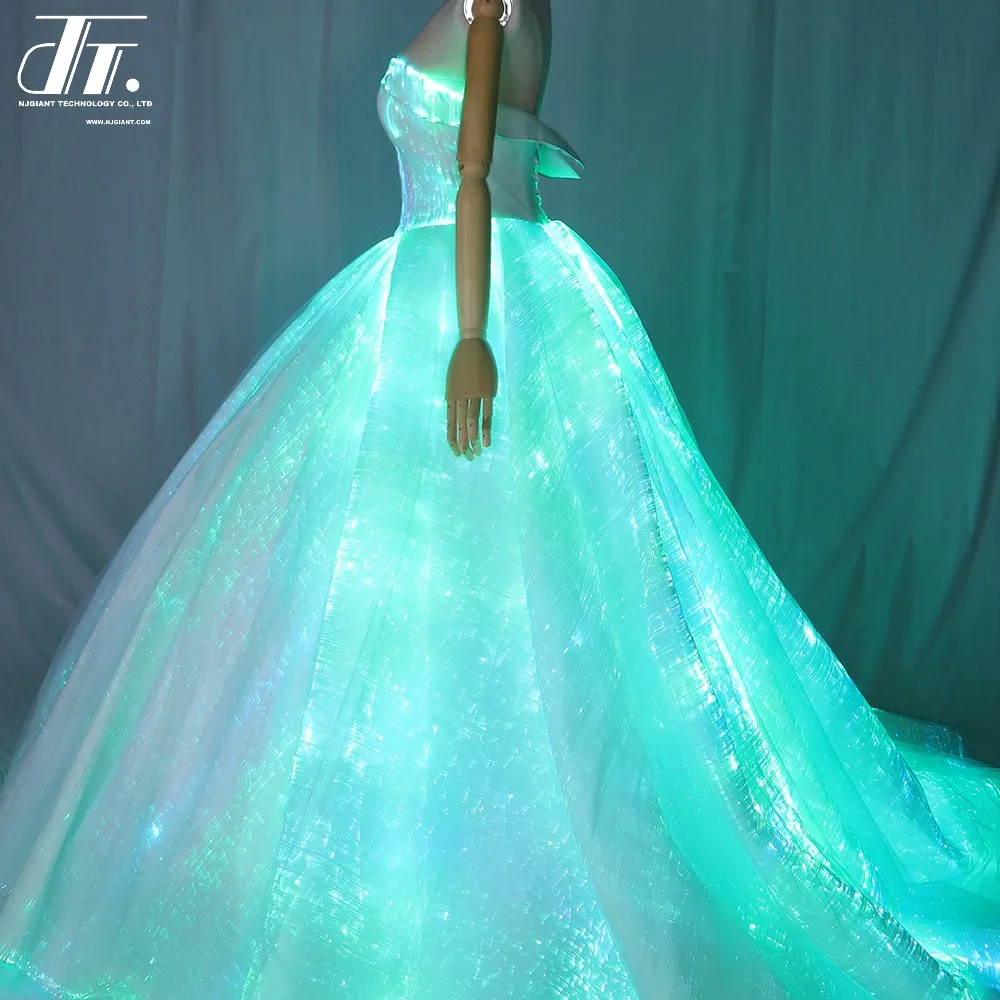 LED wedding banquet luminous tablecloth raw material fiber optic textile fabric