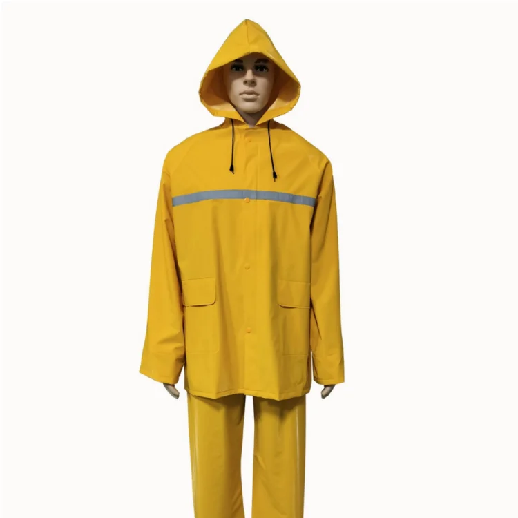 Factory Custom Safety Uniforms Outdoor Waterproof Overall Reflective 2 Pieces PVC Raincoat Set Hi Vis Rain Suit For Construction
