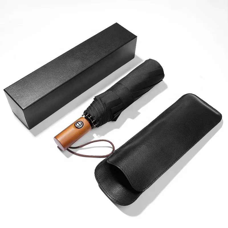 2024 luxury business gifts classy wooden handle high quality wind proof personalize travel ombrello Somebrilla Paraguas Parasol