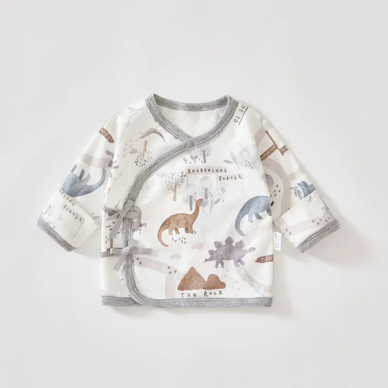 Newborn Semi-Back Clothing Boneless Sewing Clothes Baby Cotton Long-Sleeved Top Gown Underwear For Babies