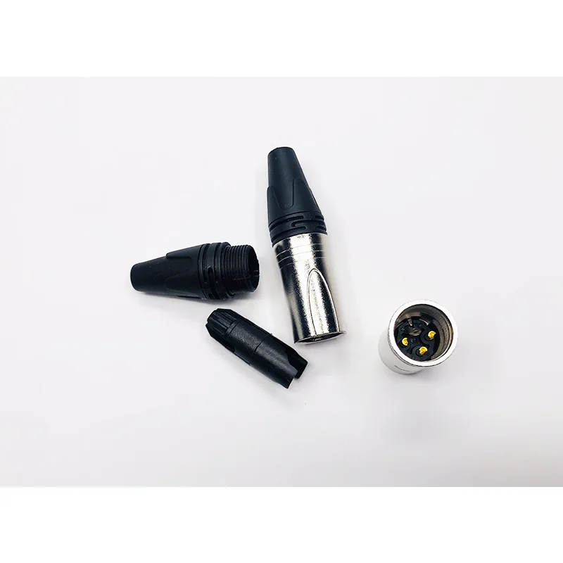 XLR Male Mic Plug Audio Cable Connector Nickeled Plated OFC Plug Audio Socket Snack Plug DMX 3 Pin XLR-M Microphone Connector