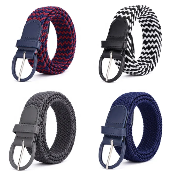 Unisex Multi-color Adjustable Web Woven Elastic Prevent Allergy Braided Stretch Belt for Woman Man