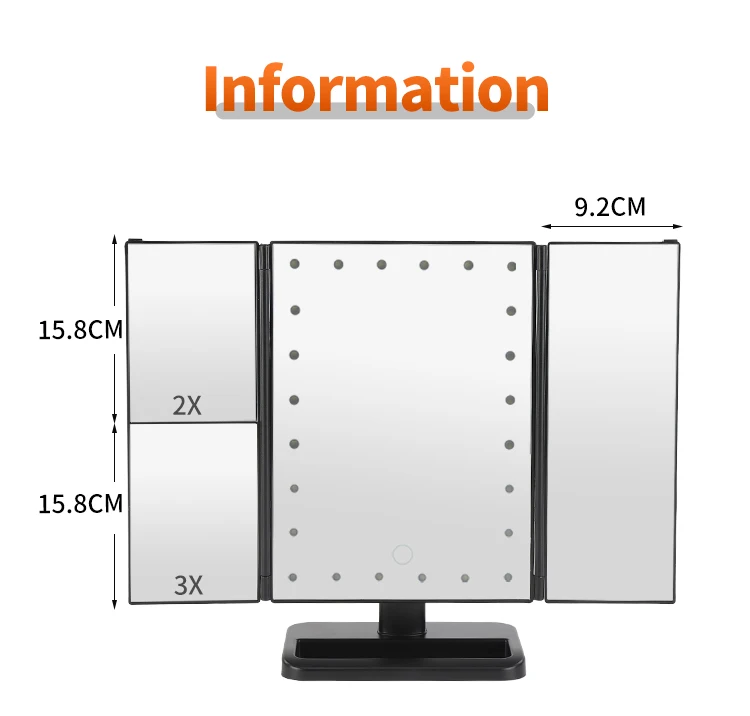 Amazon Top Wholesale Makeup Mirror Vanity Mirror Magnification Lighted Makeup Mirror with Lights, 2X 3X 10X Silver Plastic