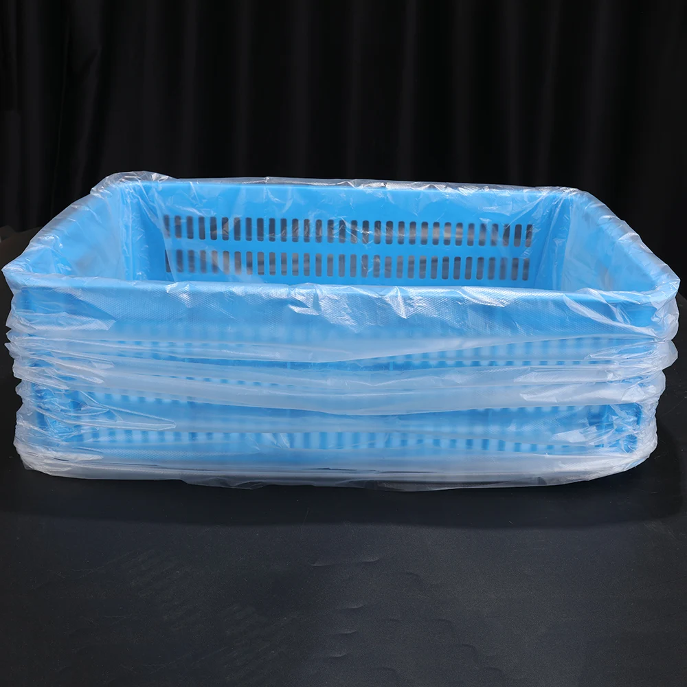 Square Bottom Custom Plastic Bags Four Corners Dust PE Flat Bottom Transparent Moistureproof Carton Liner Shipment Cover Bags