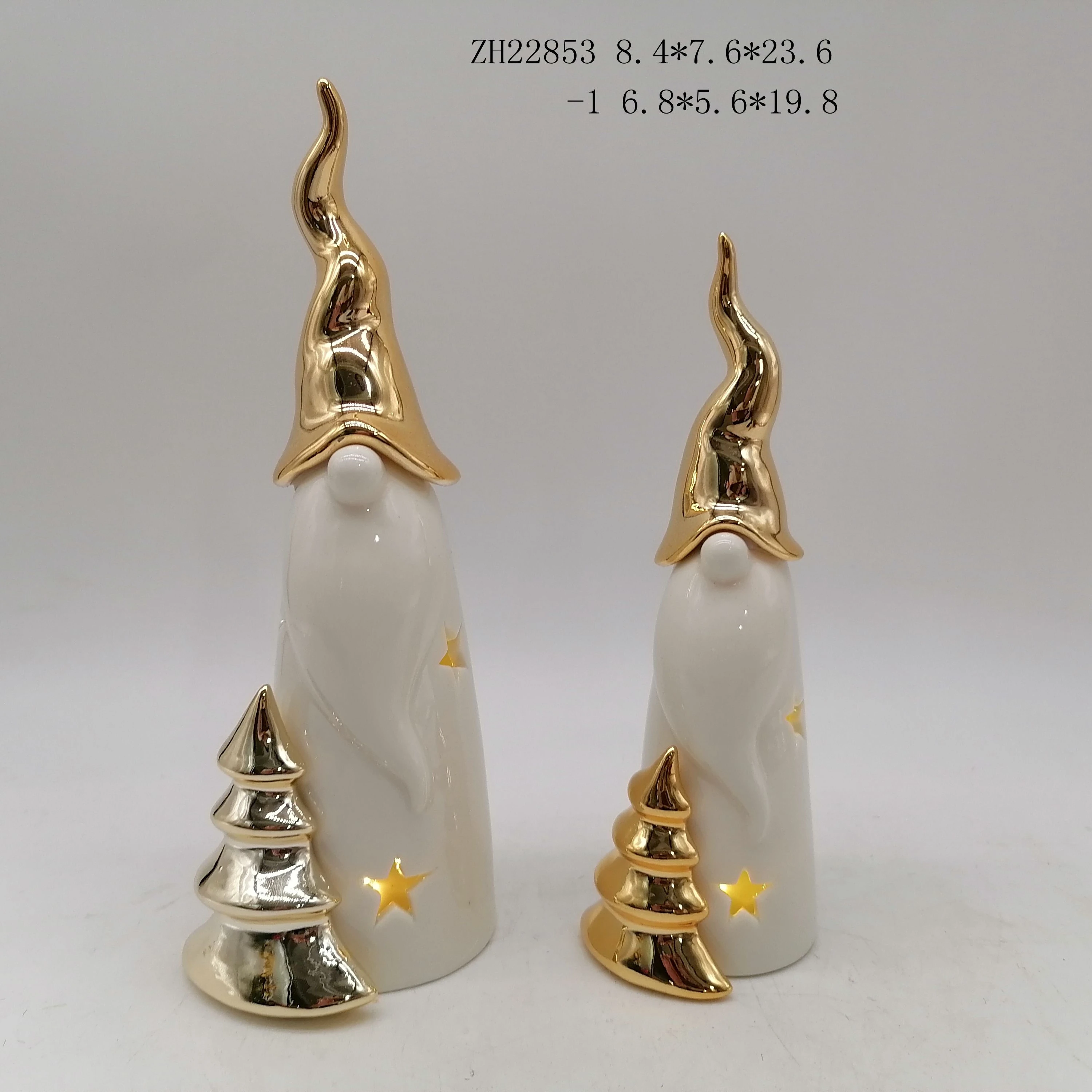 Christmas Gnome Santa Claus Statue Figurine Decorative Ceramic Xmas Ornament Home Decor Accents Collectible Santa Sculpture