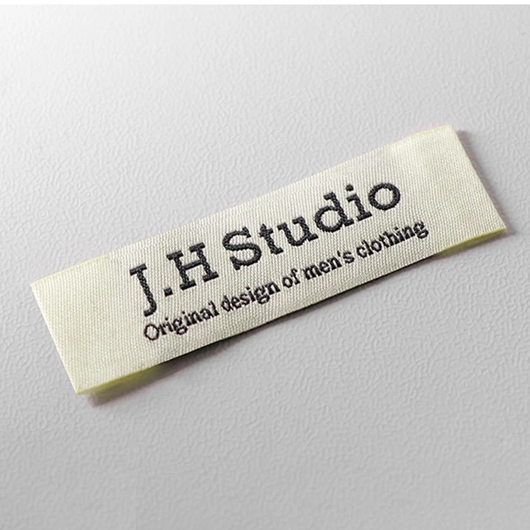Garment accessories Black woven label customize print logo fabric maker print label for clothing