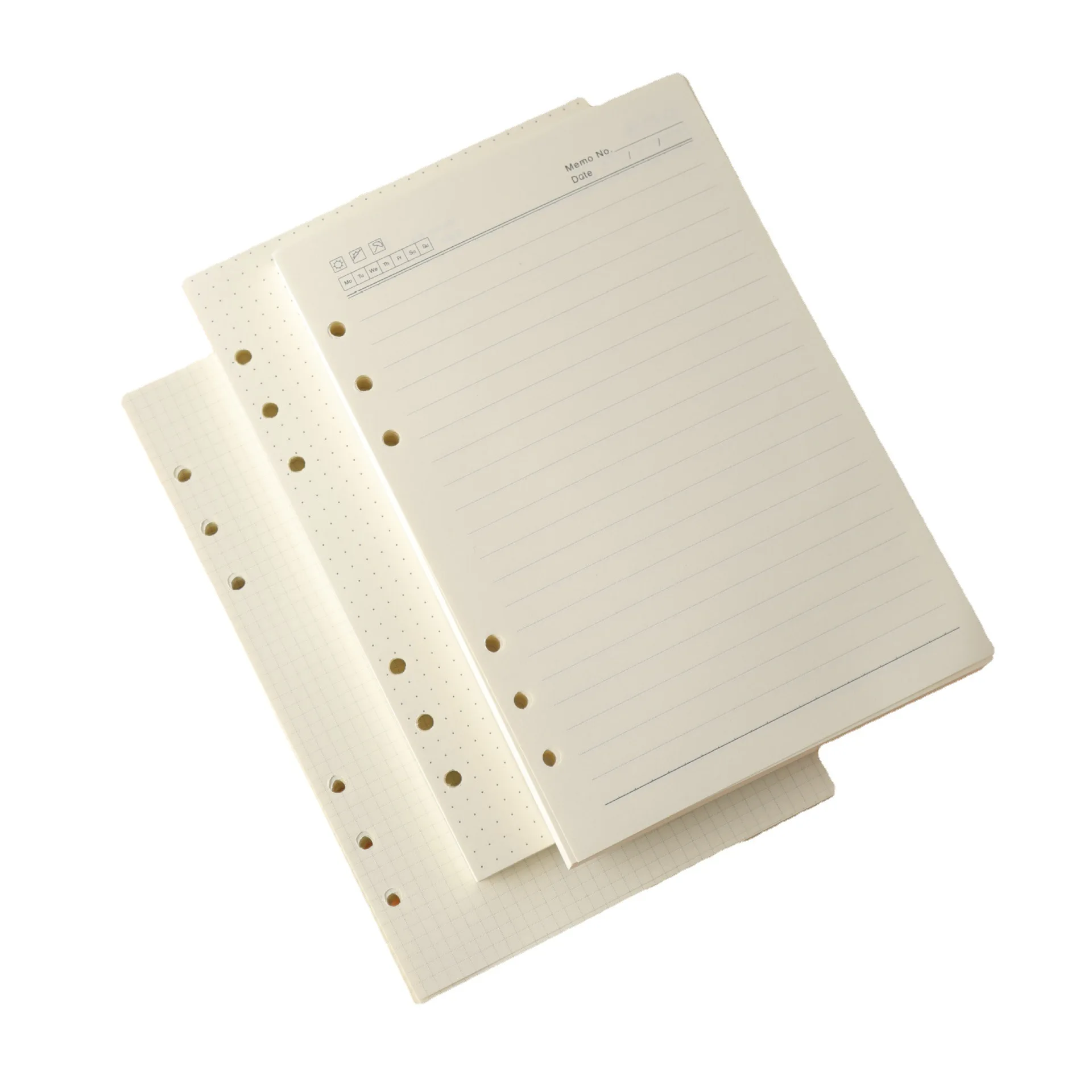 Customized filler paper for notebook dotted lined blank inner pages for loose-leaf binder A4 A5 A6 6 holes 9 holes