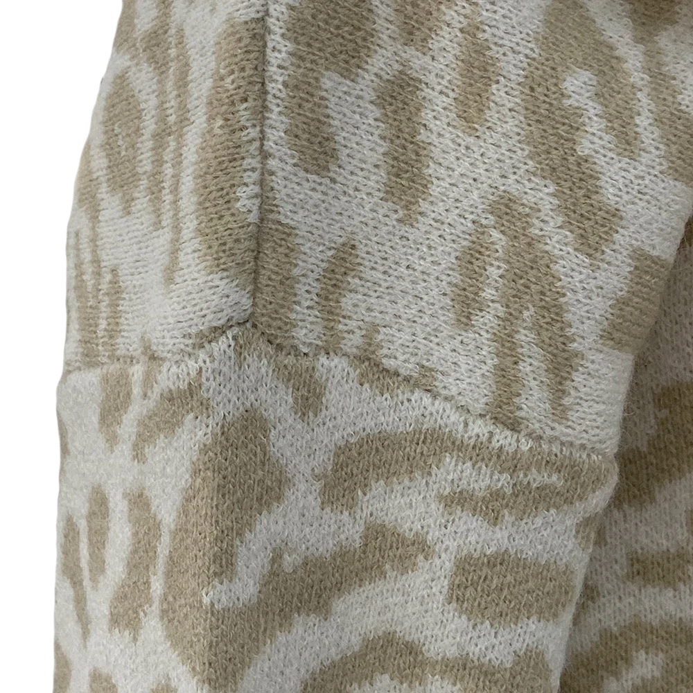 Custom OEM & ODM Logo Women Soft Leopard Sweater Crewneck Jacquard Knitwear Ladies Girls Loose Pullover Cotton Knit Sweaters