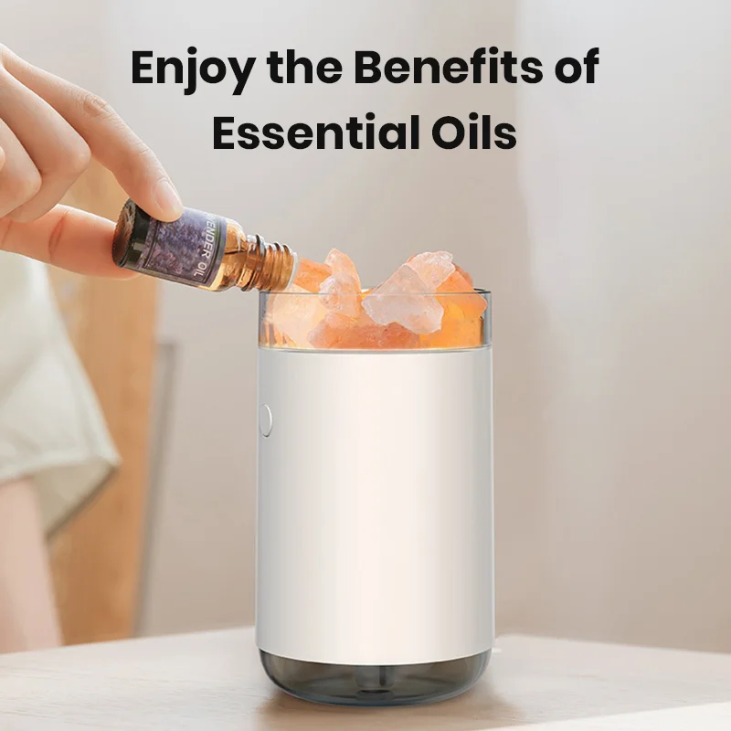 260ML Portable CarCrystal Salt Stone Aromatherapy Diffuser Air Humidifier USB Diffuset Mine Mist Maker With Coloful Night Light