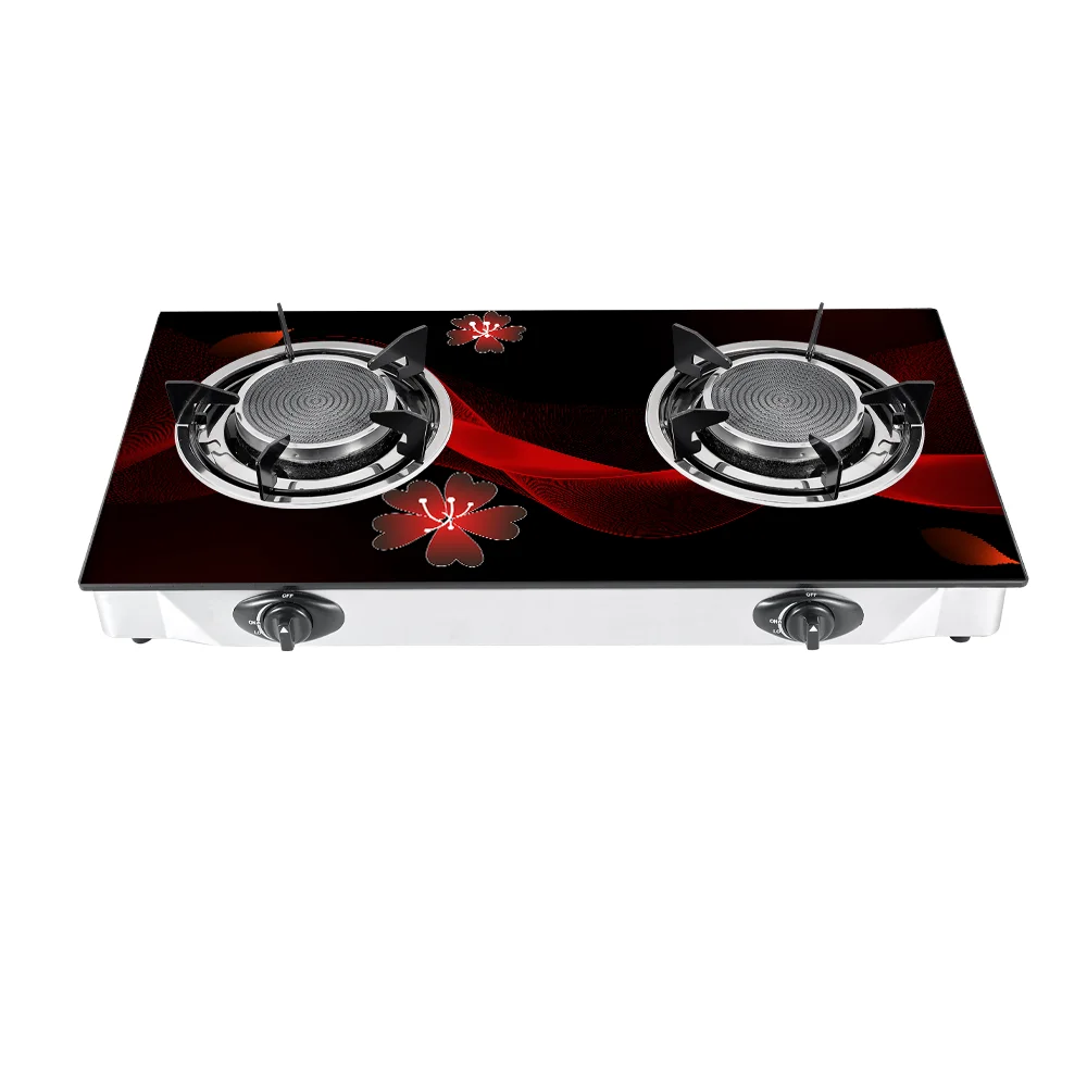 Explosion-proof Glass Indoor 2 Burner infrared gas stove Gas Cooker Glass Top Gas Stove