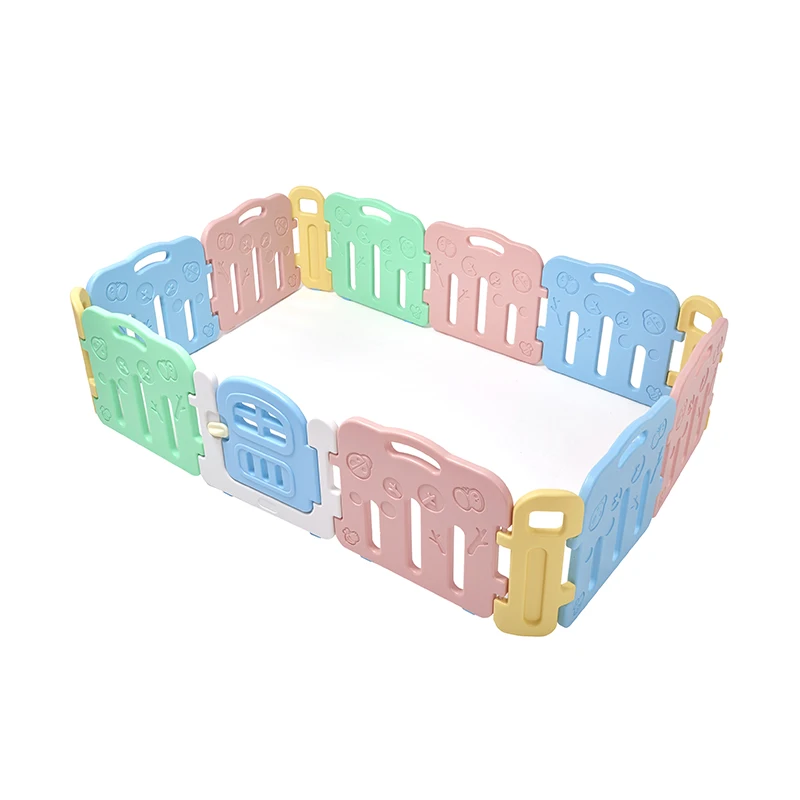 
16 sided panel adjustable foldable multi-color panels PE safety plastic baby playpen kids large playpen set 