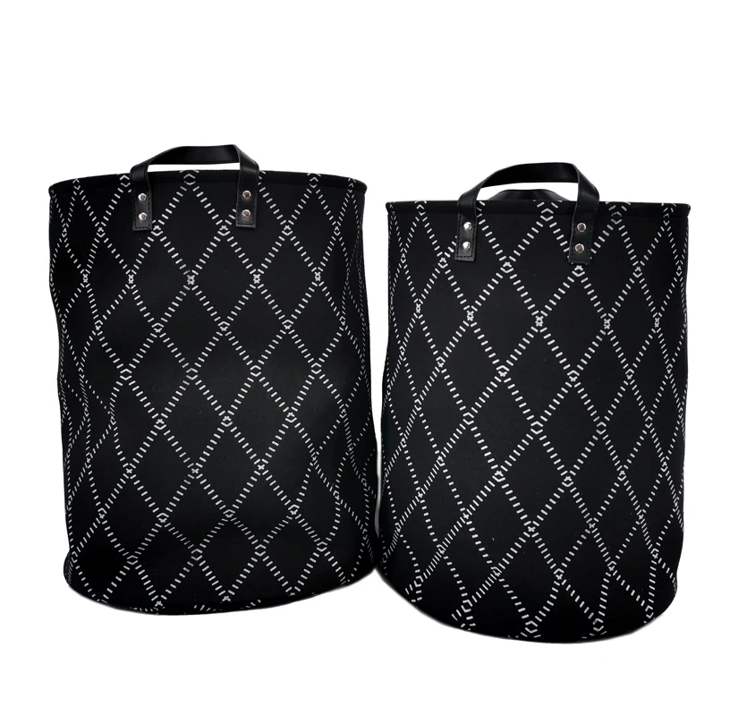 Custom wholesale fabric laundry basket home toy storage basket set hamper with handle