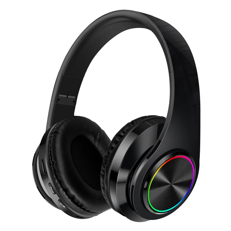 TWS Colorful Breathing Light Hifi Sound Quality Gaming Headset, TF Card 3.5mm Cable Supported Retractable Folding Headphones