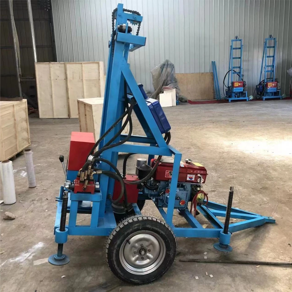100m 22HP small portable diesel rotary hydraulic water well borehole mine drilling rig machine for water wells  drilling rig for