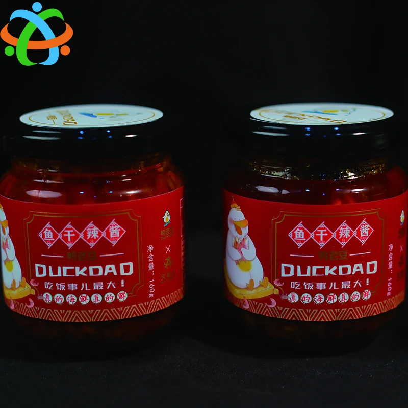 OEM Custom 160g Dried Fish Chili Sauce Glass Bottles Packaging Hot Sauce