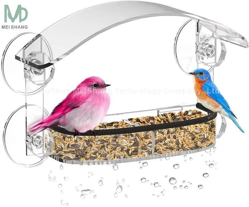 Clear Acrylic Plastic Bird Window Feeder Bird Feeders For Outside