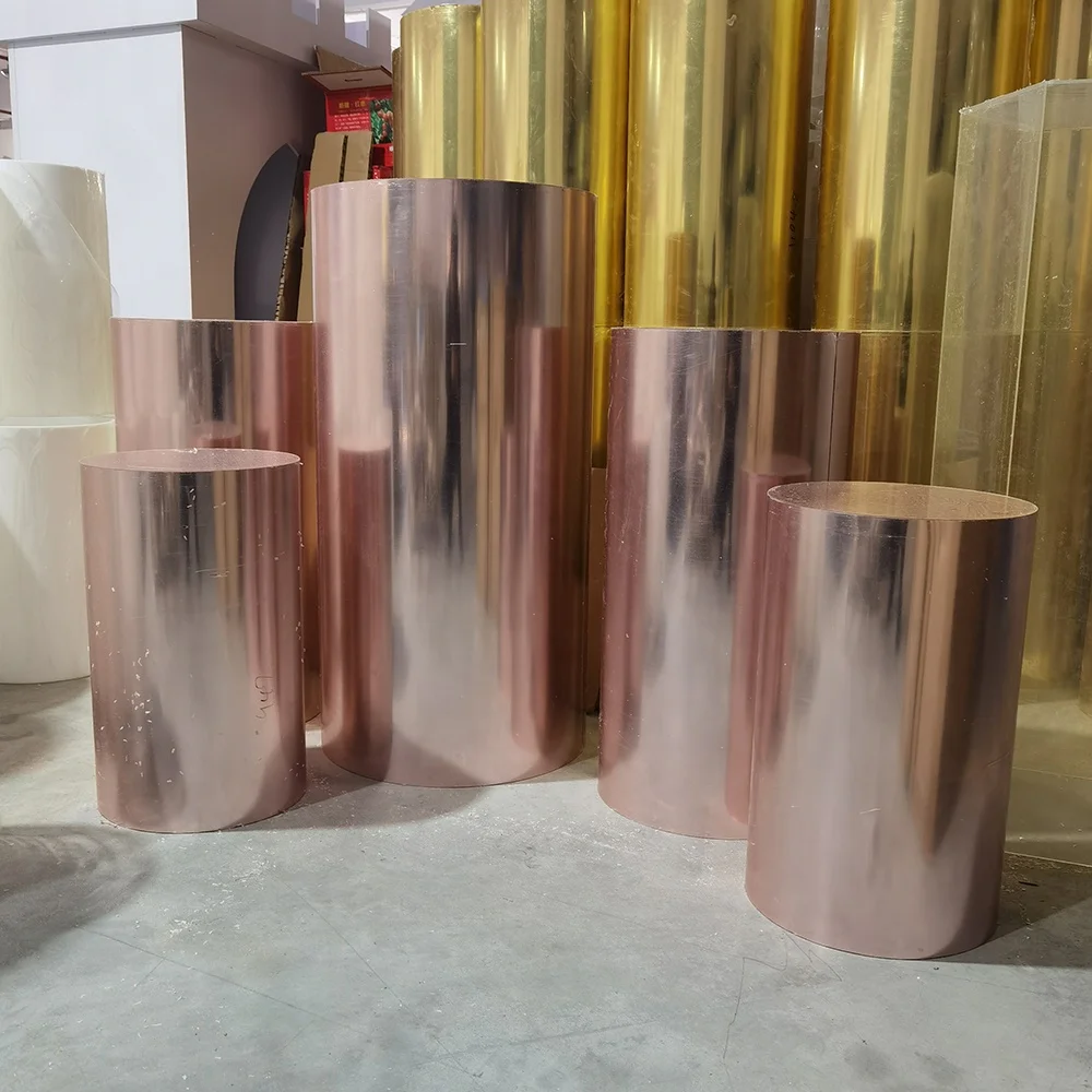 Manufacture Price  Acrylic Table Gold Cake Dessert Decoration Plinth Pedestal Round For Wedding Decoration