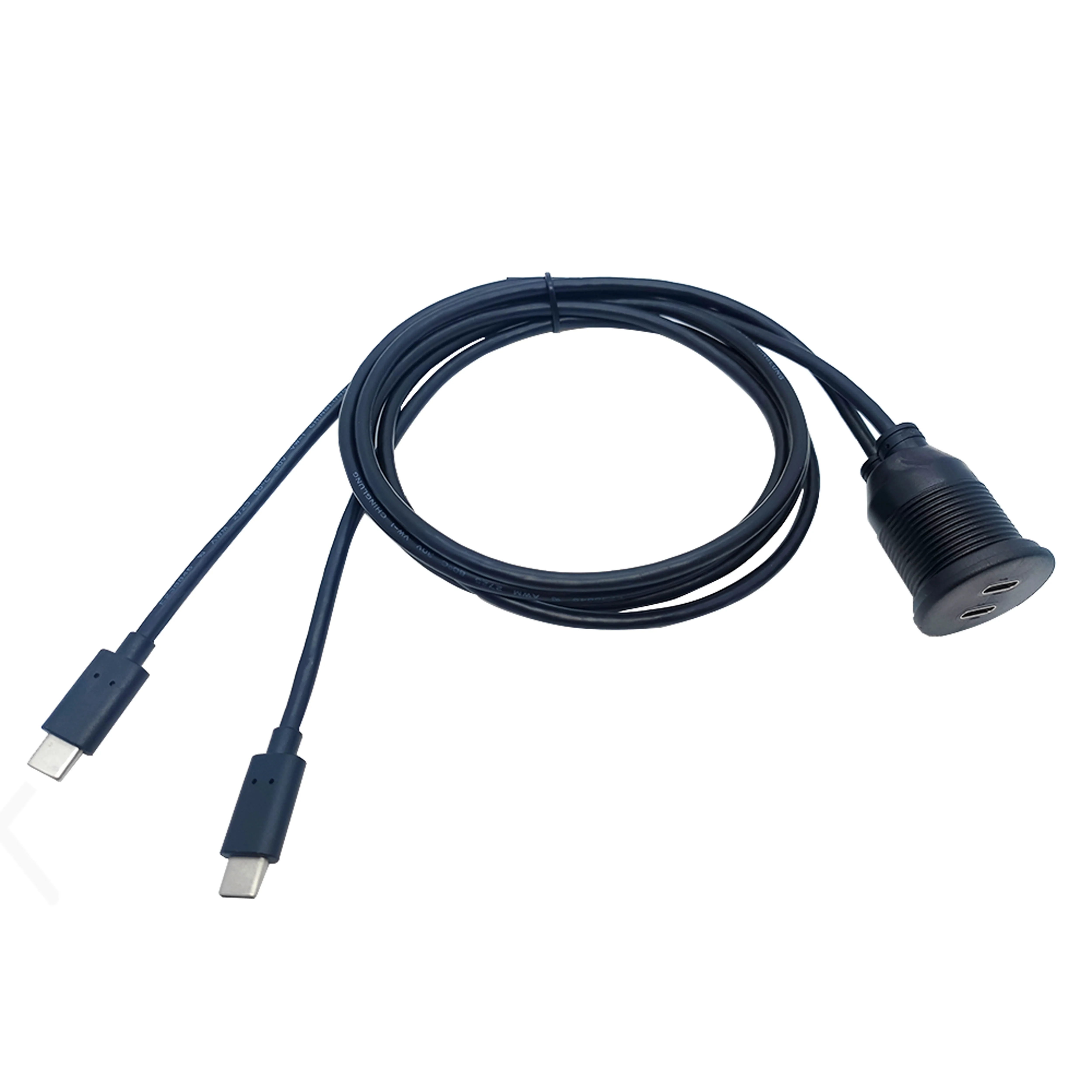 Waterproof Dustproof USB Charging Data Sync Cable Dual Ports Type C 2.0 male- female cable for Iphone  charging