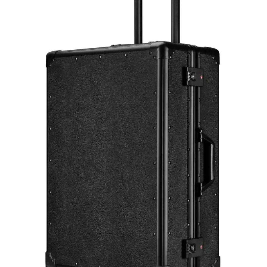 New trolley case aluminum alloy universal wheel 24 inch aluminum frame leather suitcase 26 retro boarding case