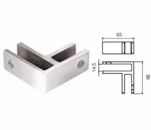Y L Safety Accessories  316 90 degree Stainless Steel Glass Clamp 12mm glass