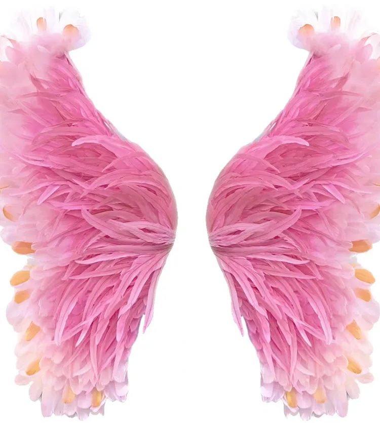 Large  Hot Pink Feather Angel Wings For Hotel Wedding Coffee Bar Background Wall or Swing Decoration