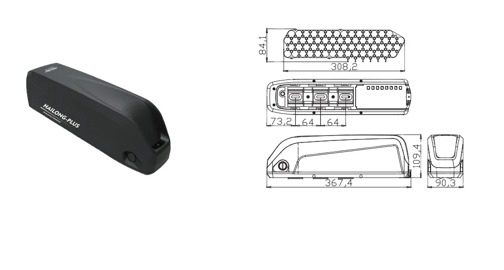 48v 52v 18650 cell downtube ebike lithium battery