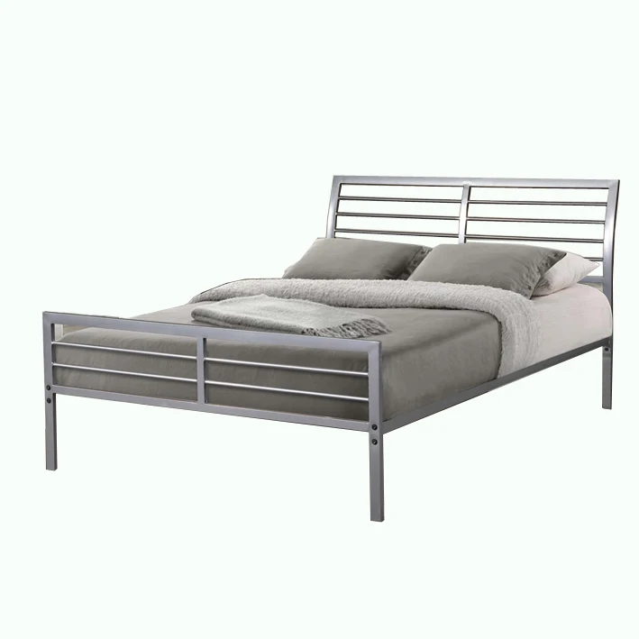 
Silver Simple Industrial Home Furniture Metal Single Steel Bed 