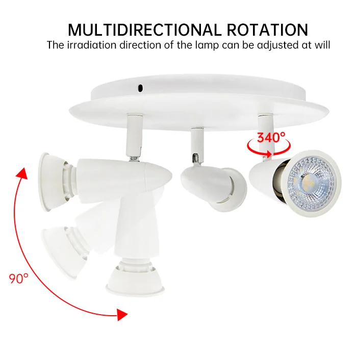 VERTEX patent spot lighting spotlight Gu10 lamp led Ceiling tilt 340 surface mounted hotel Holder 5Wx3 1200lm 4000K Ra80 CE RoHs