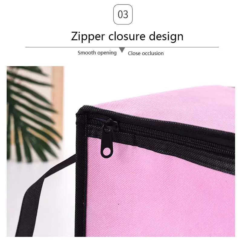 Custom Logo Pink Geometric Square Portable Non Woven Large Insulated Tote Bag Thermal Lunch Cooler Bag