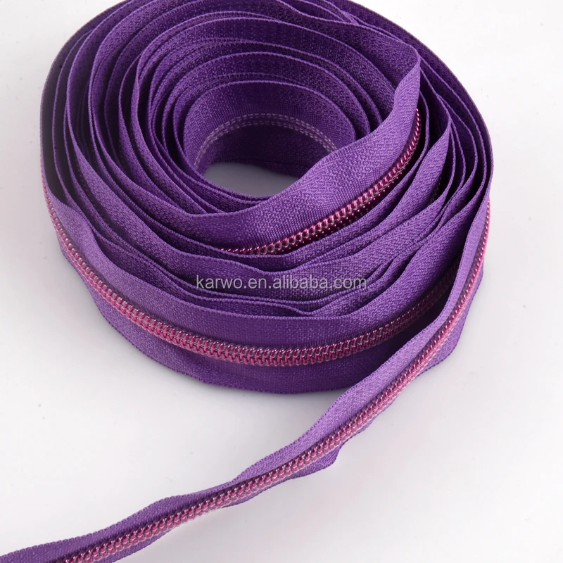 Karwo Purple 5# Teeth Zipper Tape Sewing Accessories Nylon Zipper Roll Coil