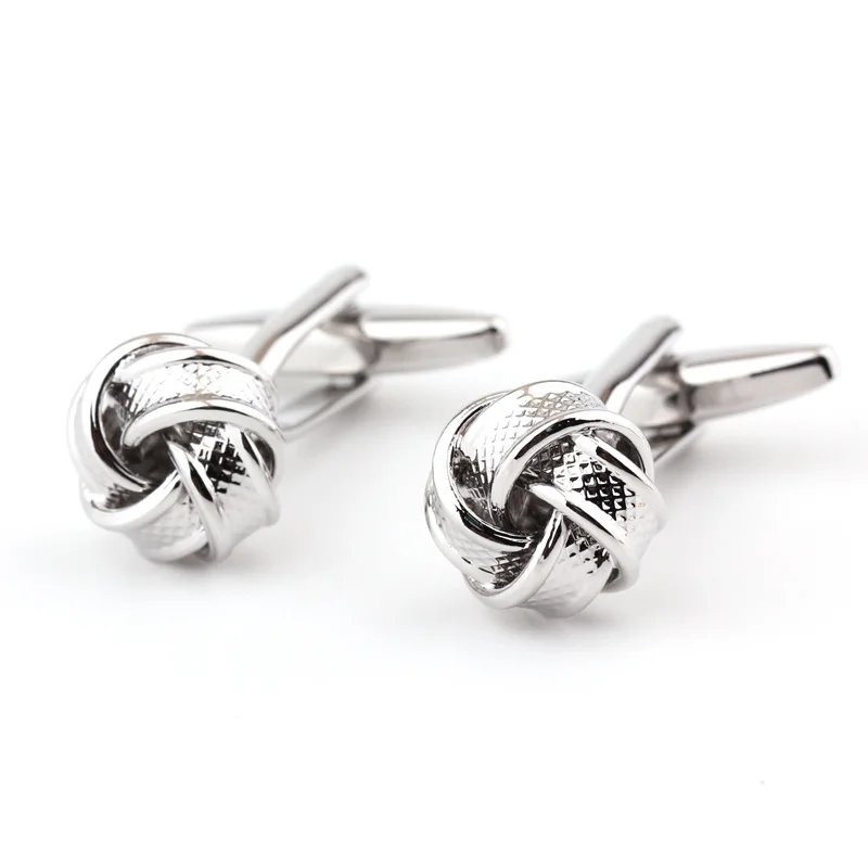 Gold & silver cufflinks for men fashion knot design top quality copper hot sale cufflinks wholesale
